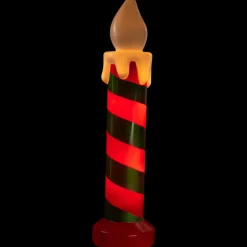 Lighted Striped Candle Blow Mold Outdoor Christmas Decoration - 40