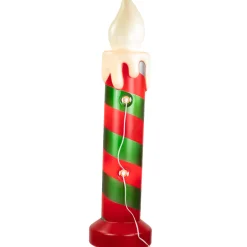 Lighted Striped Candle Blow Mold Outdoor Christmas Decoration - 40