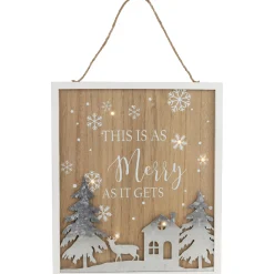 Lighted "This Is As Merry As It Gets" Christmas Wall Sign - 13.75"