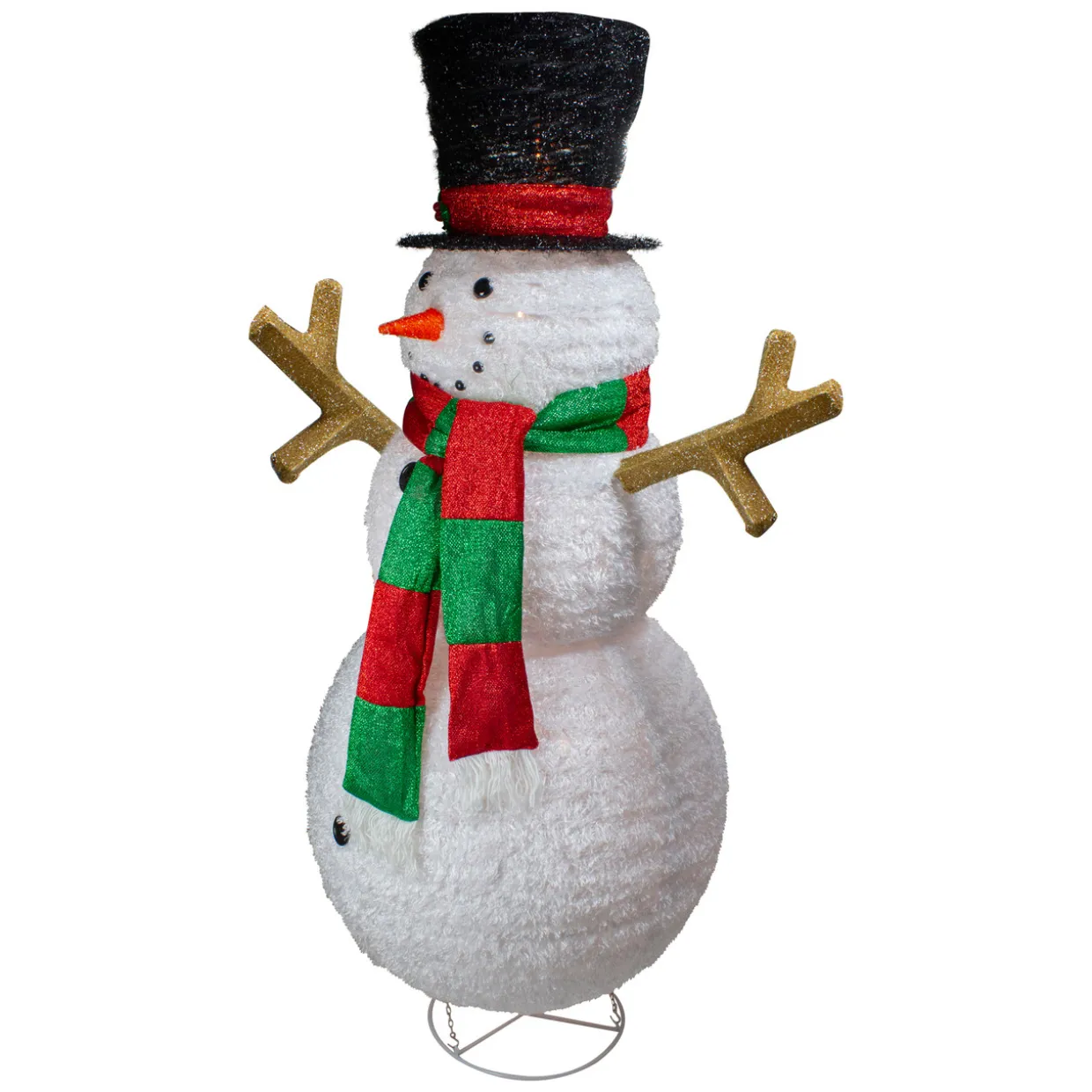 Lighted Tinsel Snowman Outdoor Christmas Decoration - 60" - Warm White Lights