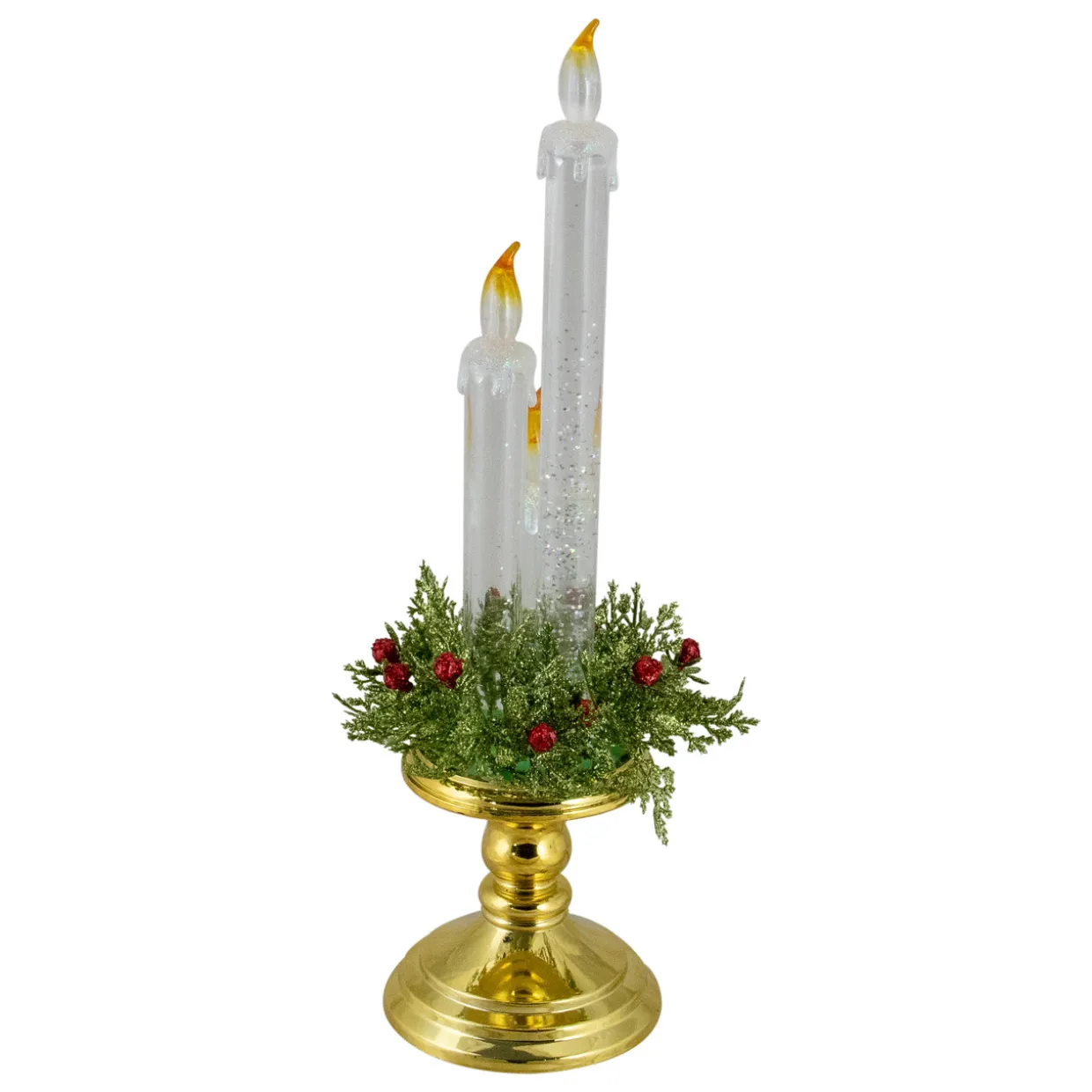 Lighted Water Candle with Foliage and Berries - 14.5"