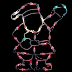 Lighted Waving Santa Christmas Window Silhouette - 13" - Multicolor Lights