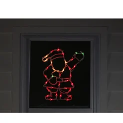 Lighted Waving Santa Christmas Window Silhouette - 13