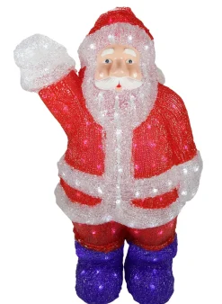 Lighted Waving Santa Claus Commercial Grade Acrylic Christmas Display Decoration - 2'