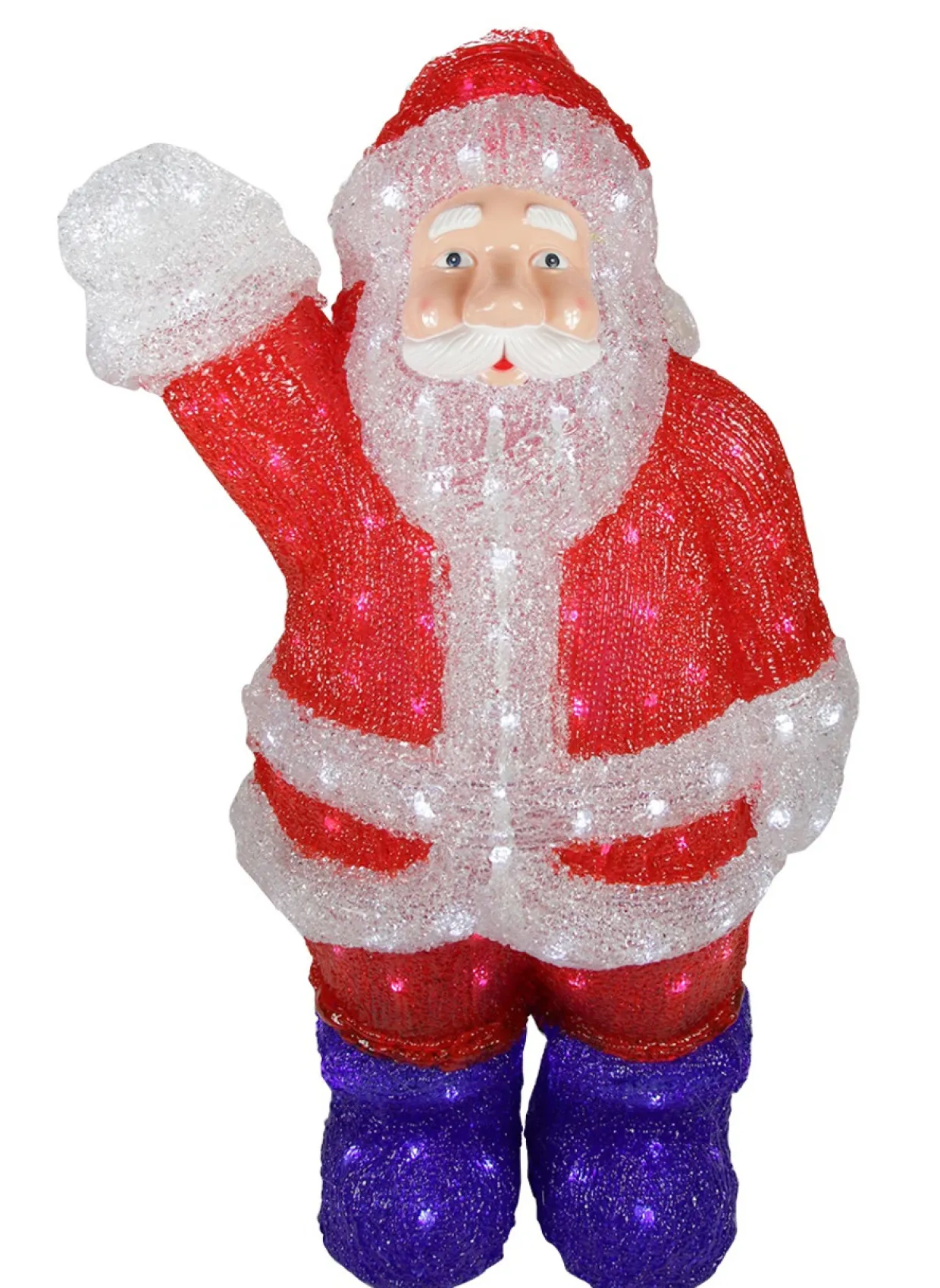 Lighted Waving Santa Claus Commercial Grade Acrylic Christmas Display Decoration - 2'