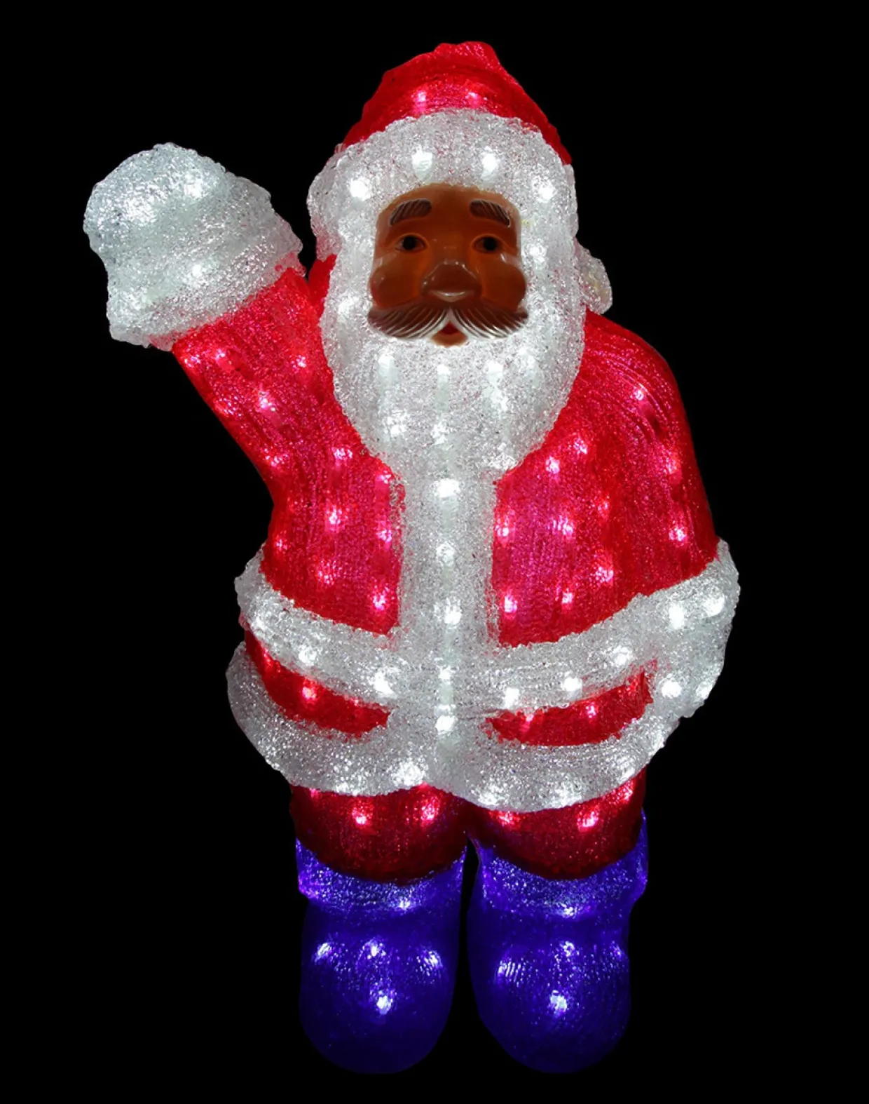 Lighted Waving Santa Claus Commercial Grade Acrylic Christmas Display Decoration - 2'