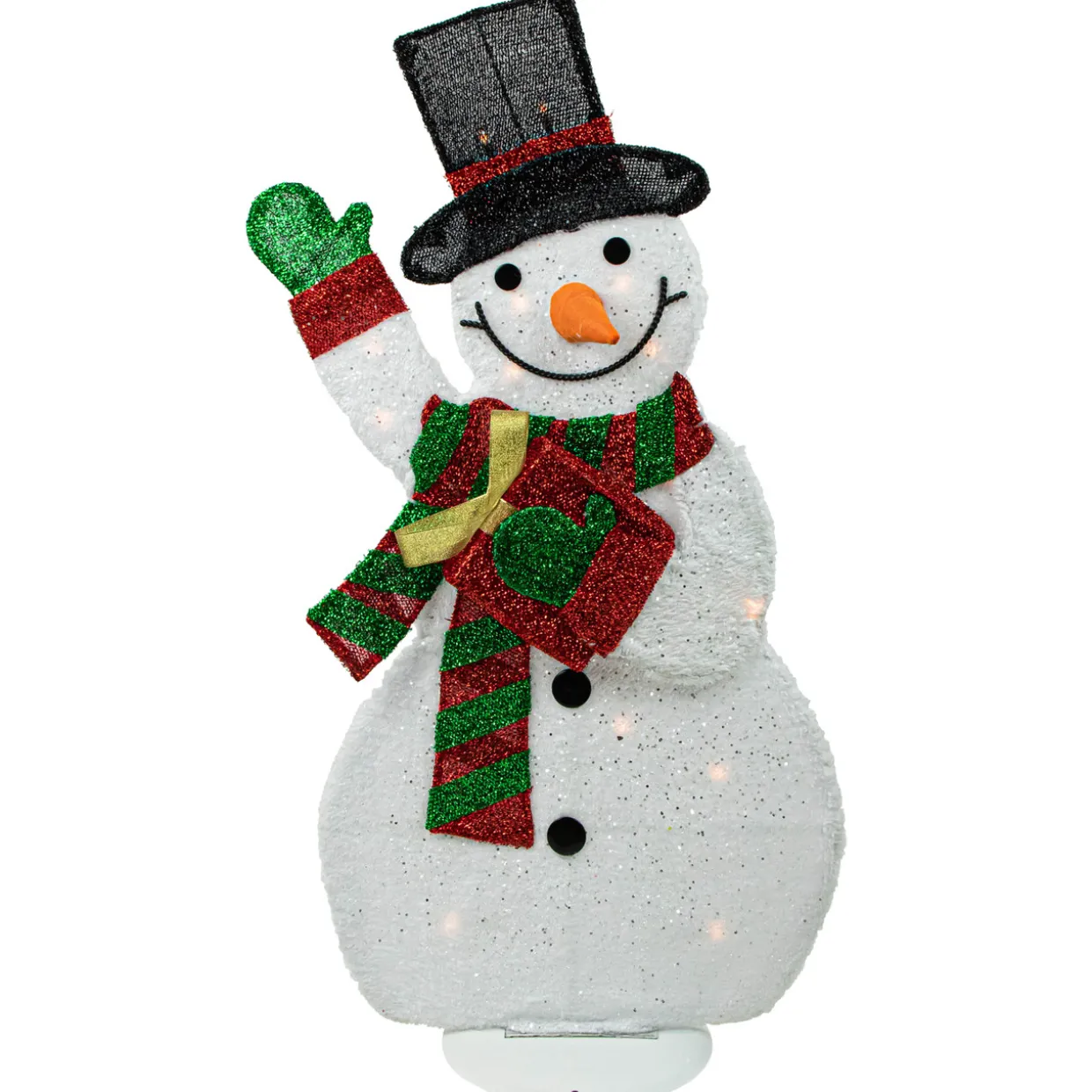Lighted Waving Snowman Outdoor Christmas Decoration - 32" - Clear Lights