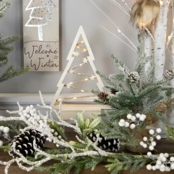 Lighted Wooden Christmas Tree with Stars Decoration - 11