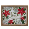 Lighted Wooden Frame Poinsettia "Joy to the World" Christmas Plaque - 11.75"