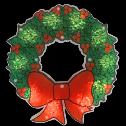 Lighted Wreath Window Silhouette Christmas Decoration - 11" - Clear Lights