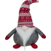 Lodge-Style Plush Gnome Christmas Figure - 17" - Red, Gray, and White