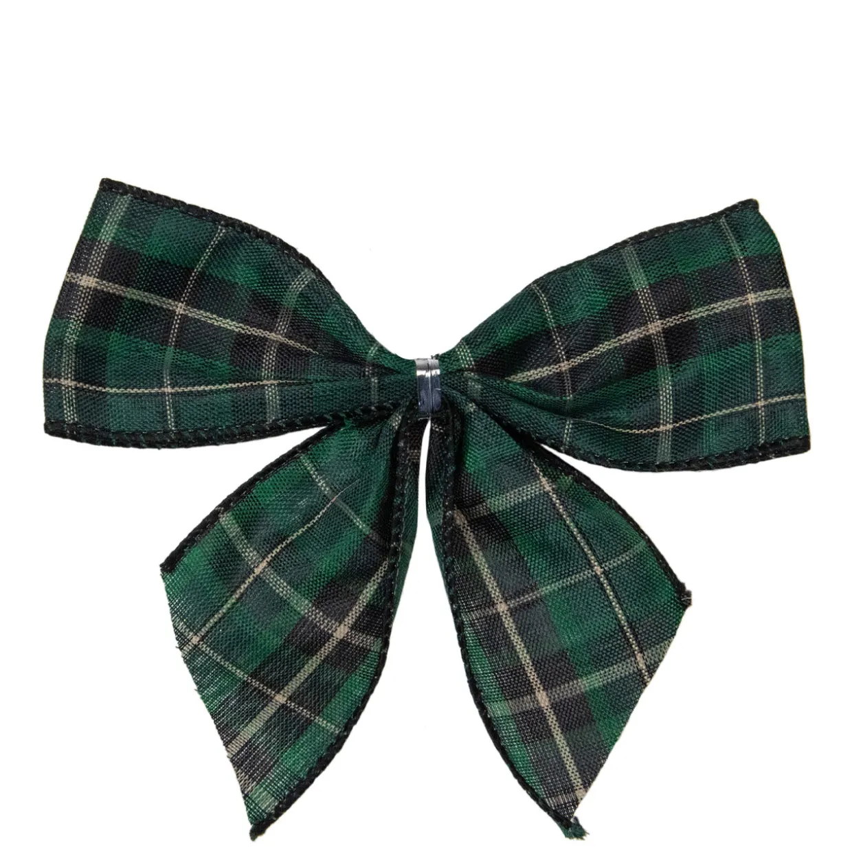 2-Loop Christmas Bow Decorations - 5.5" - Green and Black - Pack of 6