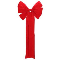 6-Loop Velveteen Christmas Bow Decoration - 12" x 25" - Red
