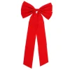 4-Loop Velveteen Christmas Bow Decoration - 12" x 24" - Red
