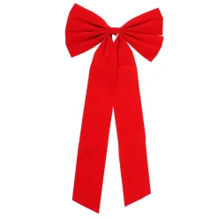4-Loop Velveteen Christmas Bow Decoration - 12" x 24" - Red