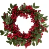 Lush Berry and Leaf Artificial Christmas Wreath, 18-Inch, Unlit