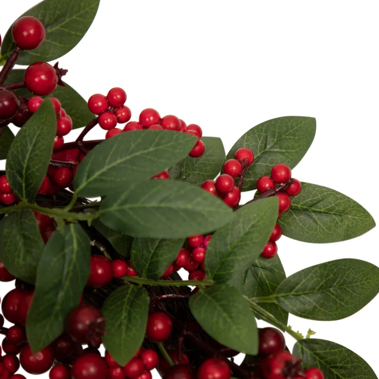 Lush Berry and Leaf Artificial Christmas Wreath, 18-Inch, Unlit