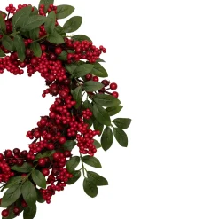 Lush Berry and Leaf Artificial Christmas Wreath, 18-Inch, Unlit