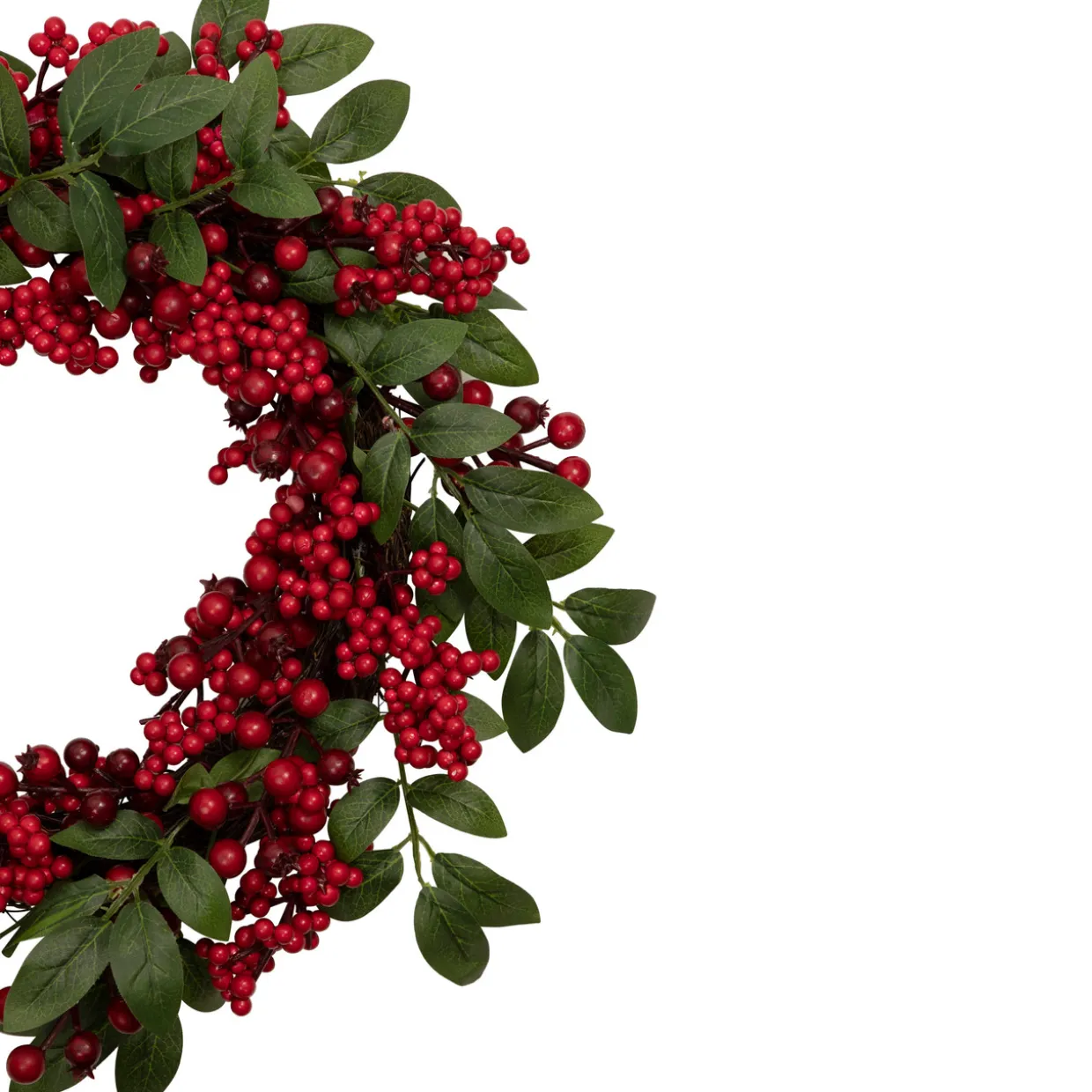 Lush Berry and Leaf Artificial Christmas Wreath, 18-Inch, Unlit