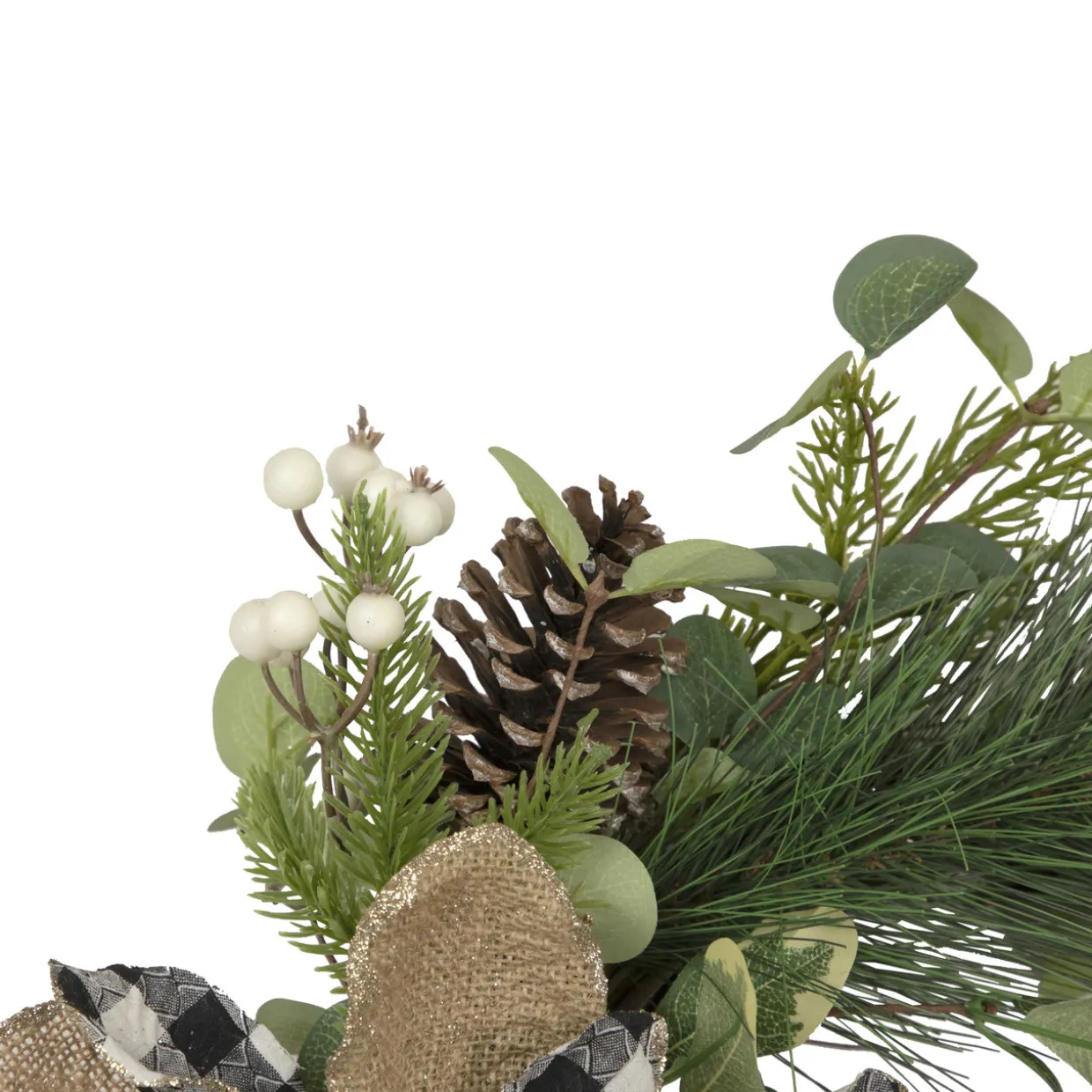 Magnolia and Frosted Pine Cones Artificial Christmas Wreath - 22-Inch, Unlit