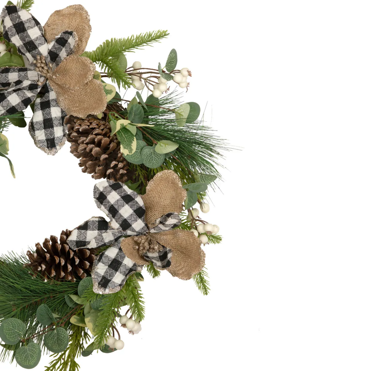 Magnolia and Frosted Pine Cones Artificial Christmas Wreath - 22-Inch, Unlit