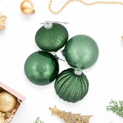 Matte and Shiny Finish Ball Glass Christmas Ornaments - 3" (80mm) - Dark Aquamarine - 9ct