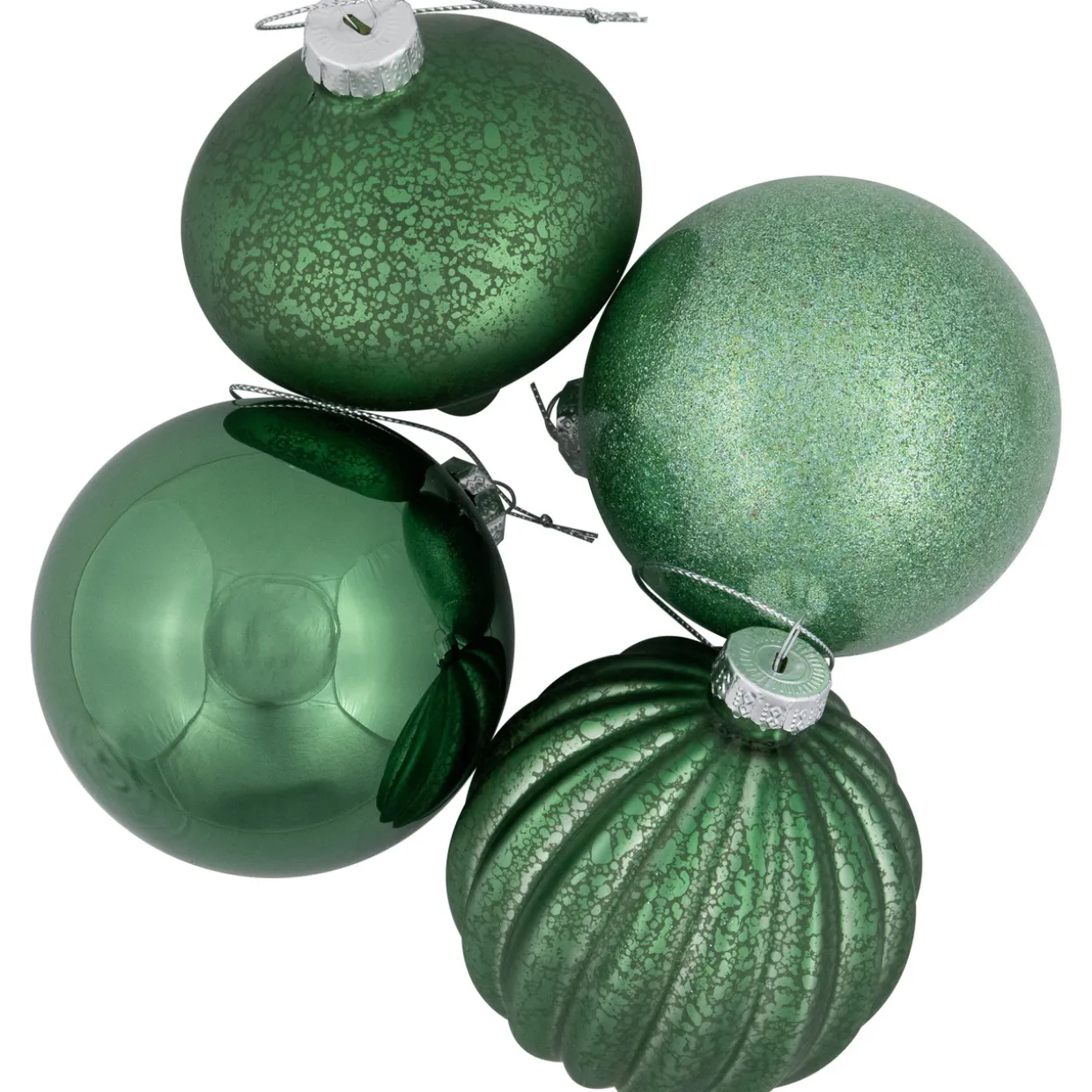 Matte and Shiny Finish Ball Glass Christmas Ornaments - 3" (80mm) - Dark Aquamarine - 9ct