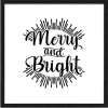 Merry and Bright 15.5" x 15.5" Framed Christmas Wall Decor Art Print Sign Poster in a Black Wooden Frame with UV Acrylic and Hangers