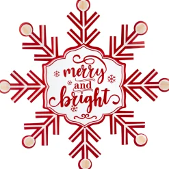 Merry and Bright Snowflake Metal Wall Sign - 15.75"