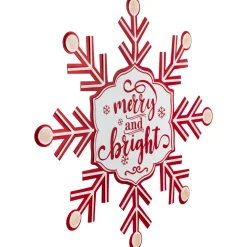 Merry and Bright Snowflake Metal Wall Sign - 15.75