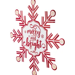Merry and Bright Snowflake Metal Wall Sign - 15.75