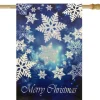 Merry Christmas and Snowflakes Blue and White House Flag 28" x 40"