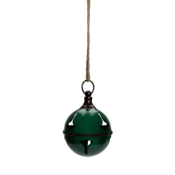 Metal Jingle Bell Hanging Christmas Decoration - 5" - Green