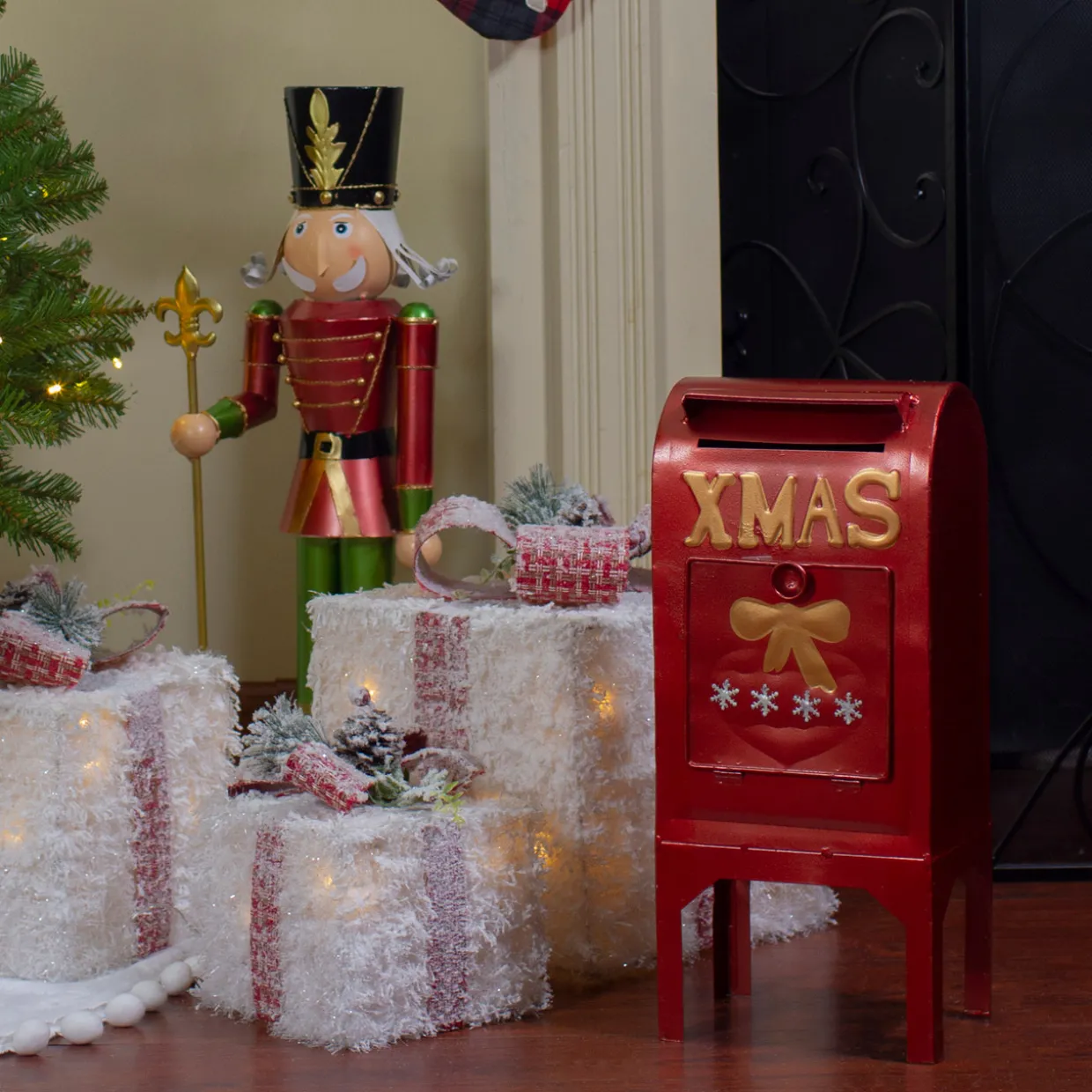 Metal Mailbox Christmas Decoration - 16"