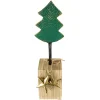 Metal Tree with Stars and Chunky Wooden Base Christmas Decoration - 16.75" - Green