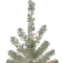 Metallic Platinum Artificial Tinsel Christmas Tree - 7 ft Clear Lights