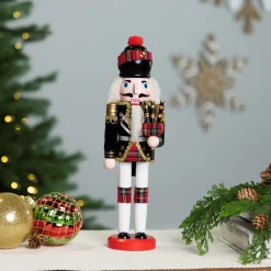 Mini Bagpiper Nutcracker Christmas Figure - 12" - Black and Red