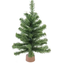 Mini Canadian Pine Medium Artificial Christmas Tree with Faux Wood Base - 18" - Unlit