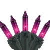 Mini Christmas Light Set - Purple - 10' Black Wire - 50ct