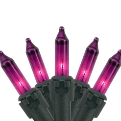 Mini Christmas Light Set - Purple - 10' Black Wire - 50ct