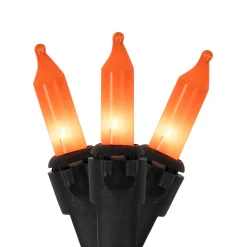 Mini Christmas Light Set - Orange - 20.25' Black Wire - 100ct