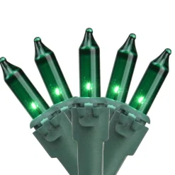 Mini Christmas Light Set - Green - 24.5' Green Wire - 50ct
