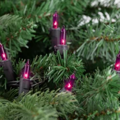 Mini Christmas Lights - Purple - 7' Black Wire - 35ct
