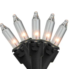 Mini Christmas String Light Set - Clear - 10' Black Wire - 50ct