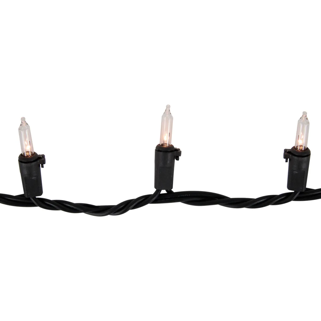 Mini Christmas String Light Set - Clear - 20.25' Black Wire - 100ct