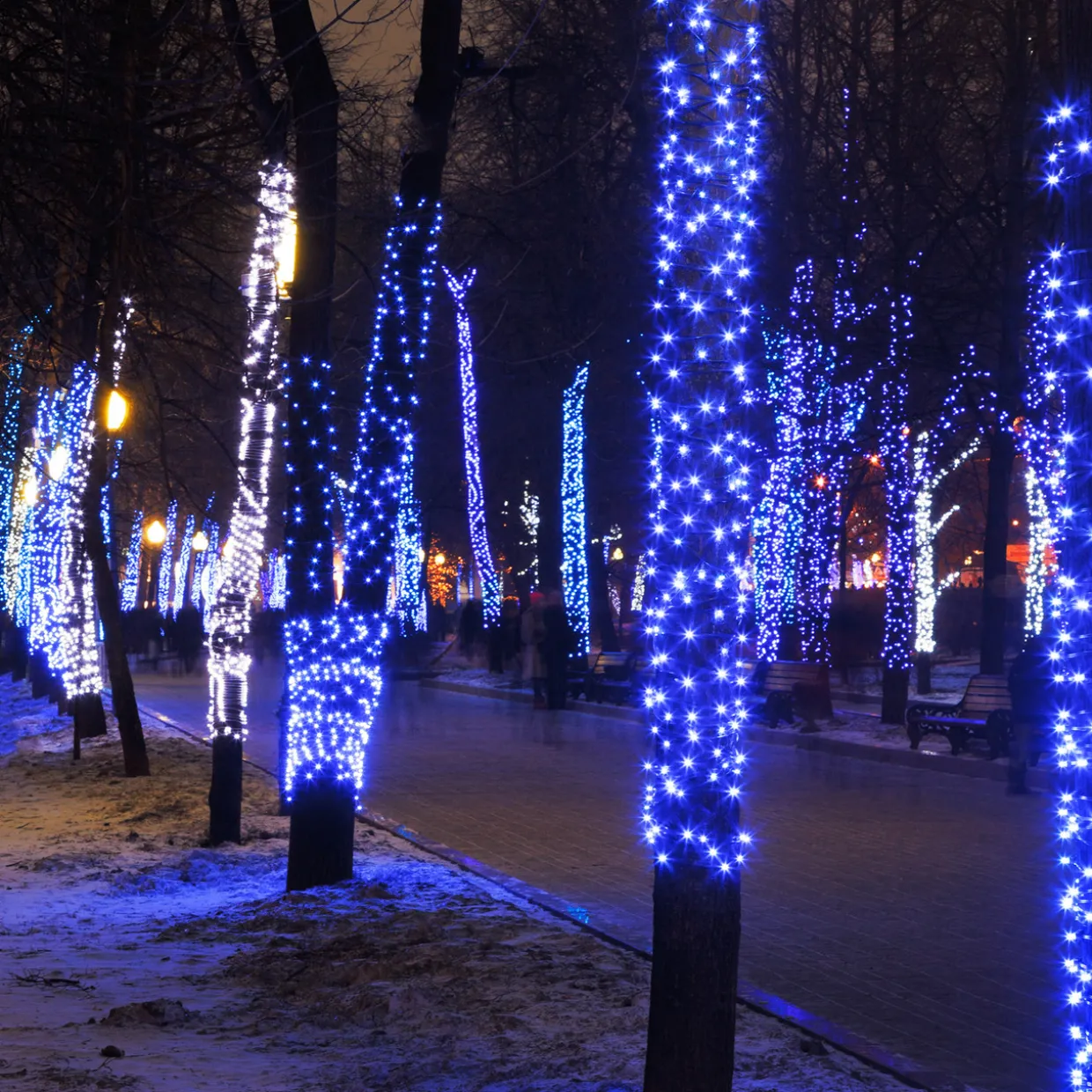 Mini Commercial Christmas Light Set - Blue - 100ct - 45.5' Green Wire