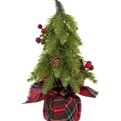 Mini Downswept Pine Artificial Christmas Trees with Pine Cones - 9