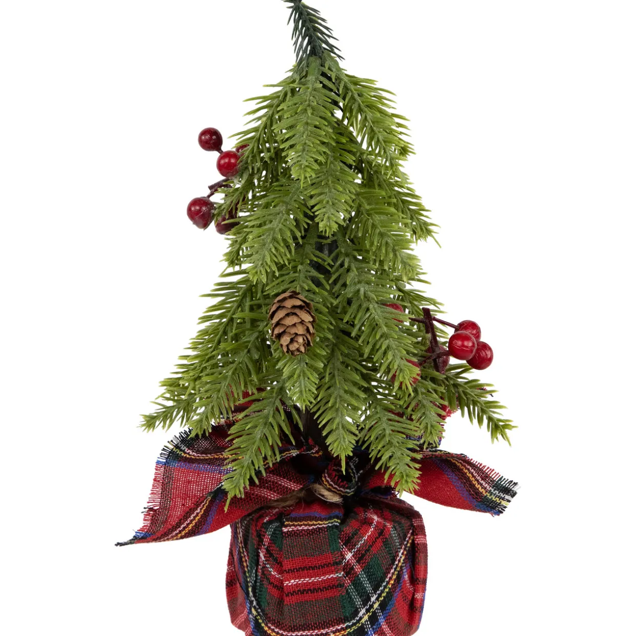 Mini Downswept Pine Artificial Christmas Trees with Pine Cones - 9" - Set of 3
