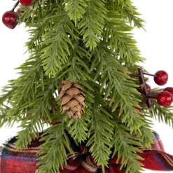 Mini Downswept Pine Artificial Christmas Trees with Pine Cones - 9