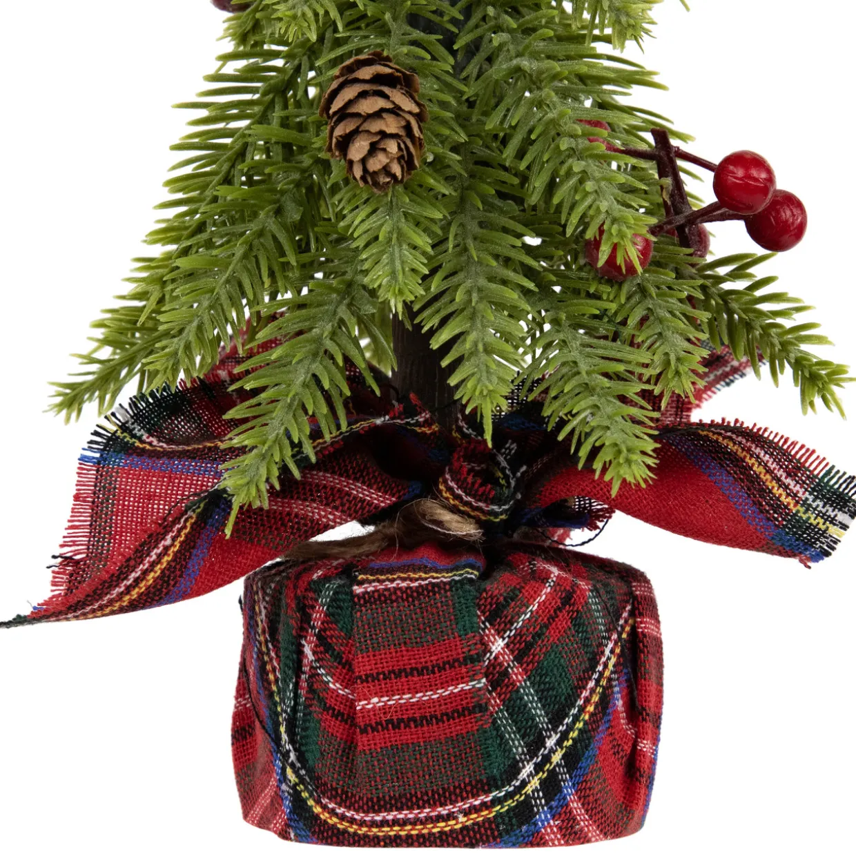 Mini Downswept Pine Artificial Christmas Trees with Pine Cones - 9" - Set of 3